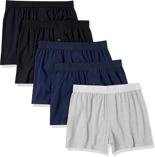 Essentials Cotton Jersey Boxers - Men's Underwear, Available in Big & Tall, Pack of 5